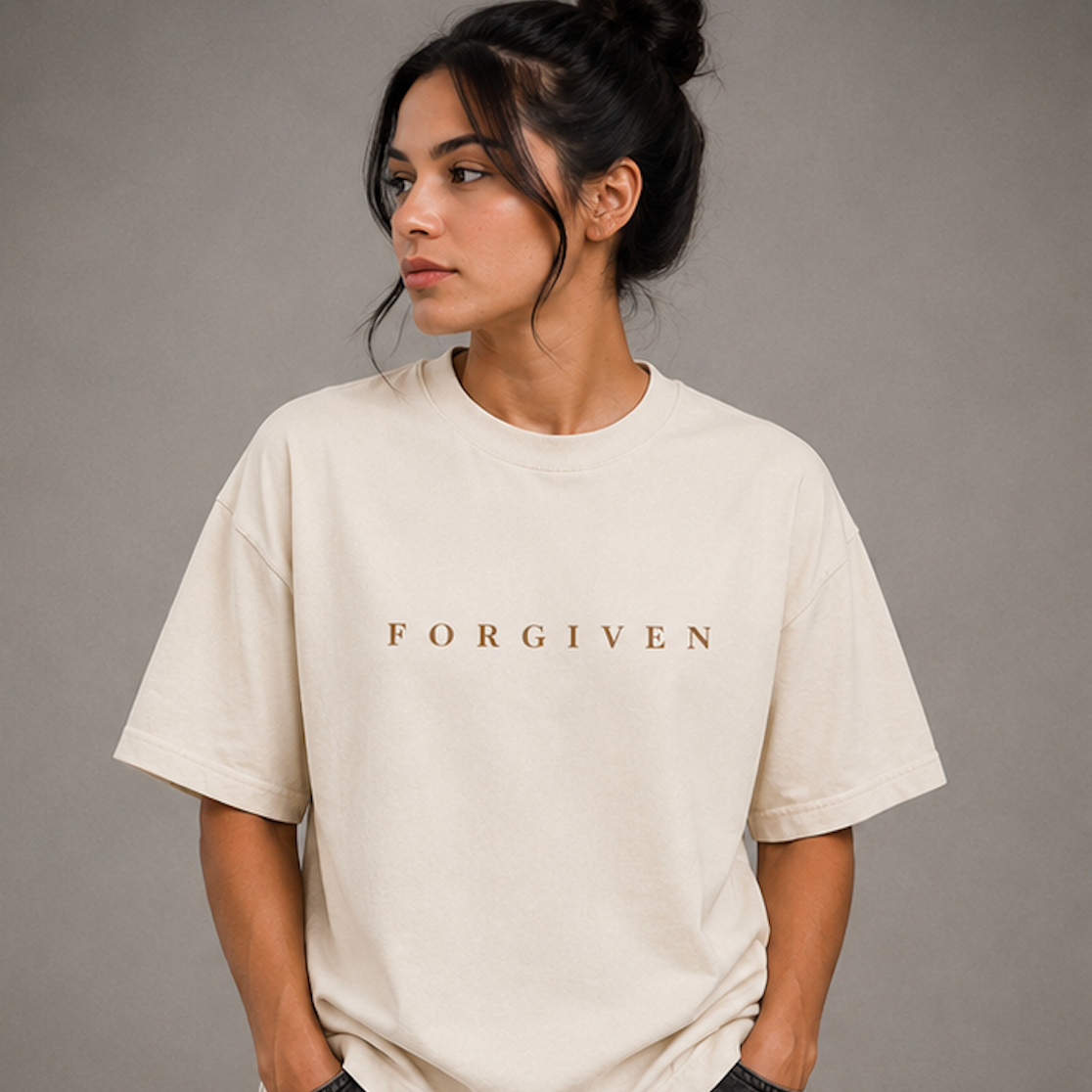 Camiseta Forgiven Nuevo Diseño Beige